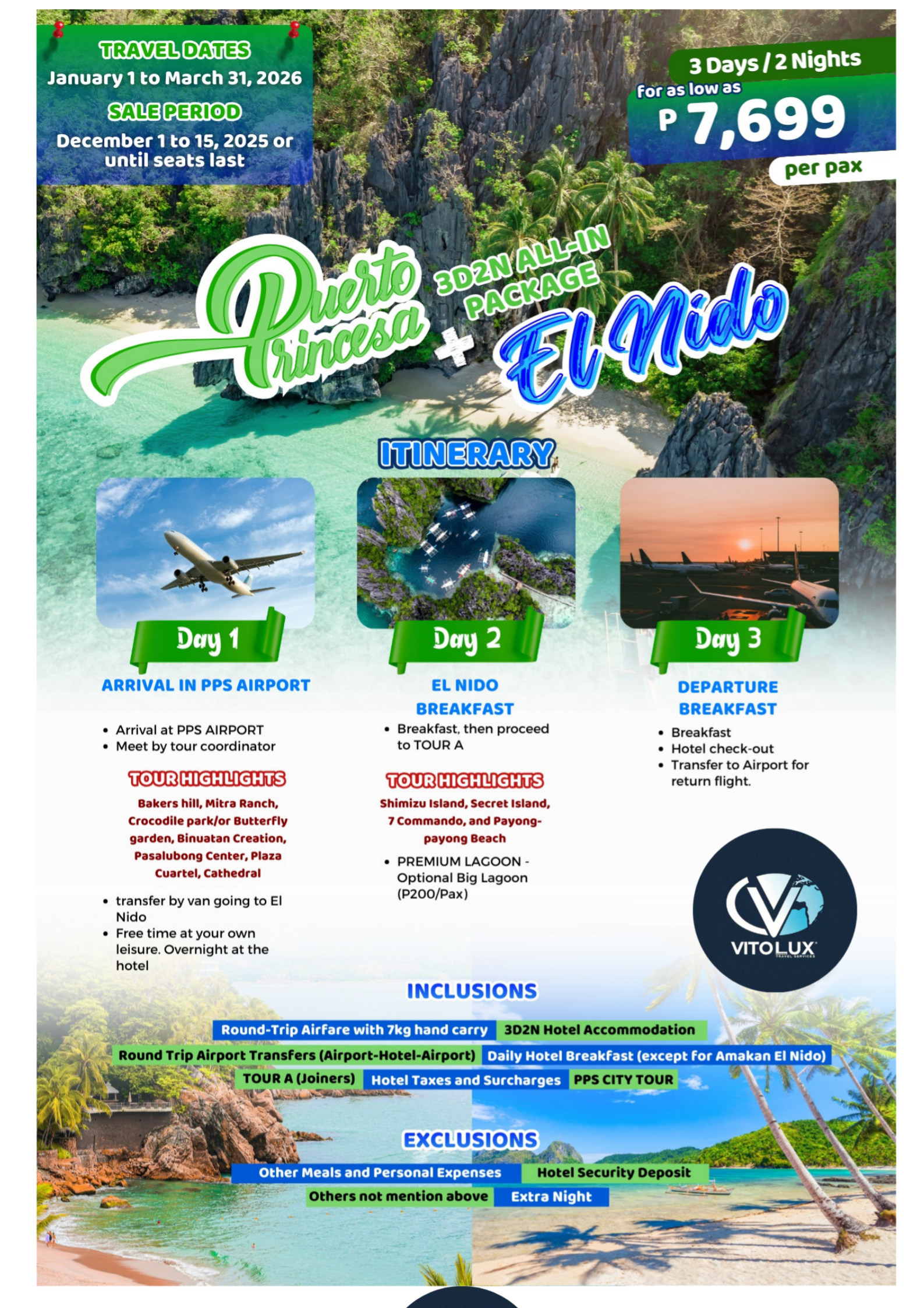 3D2N PPS + El Nido All-In Package for as low as just ₱7,699 per pax!