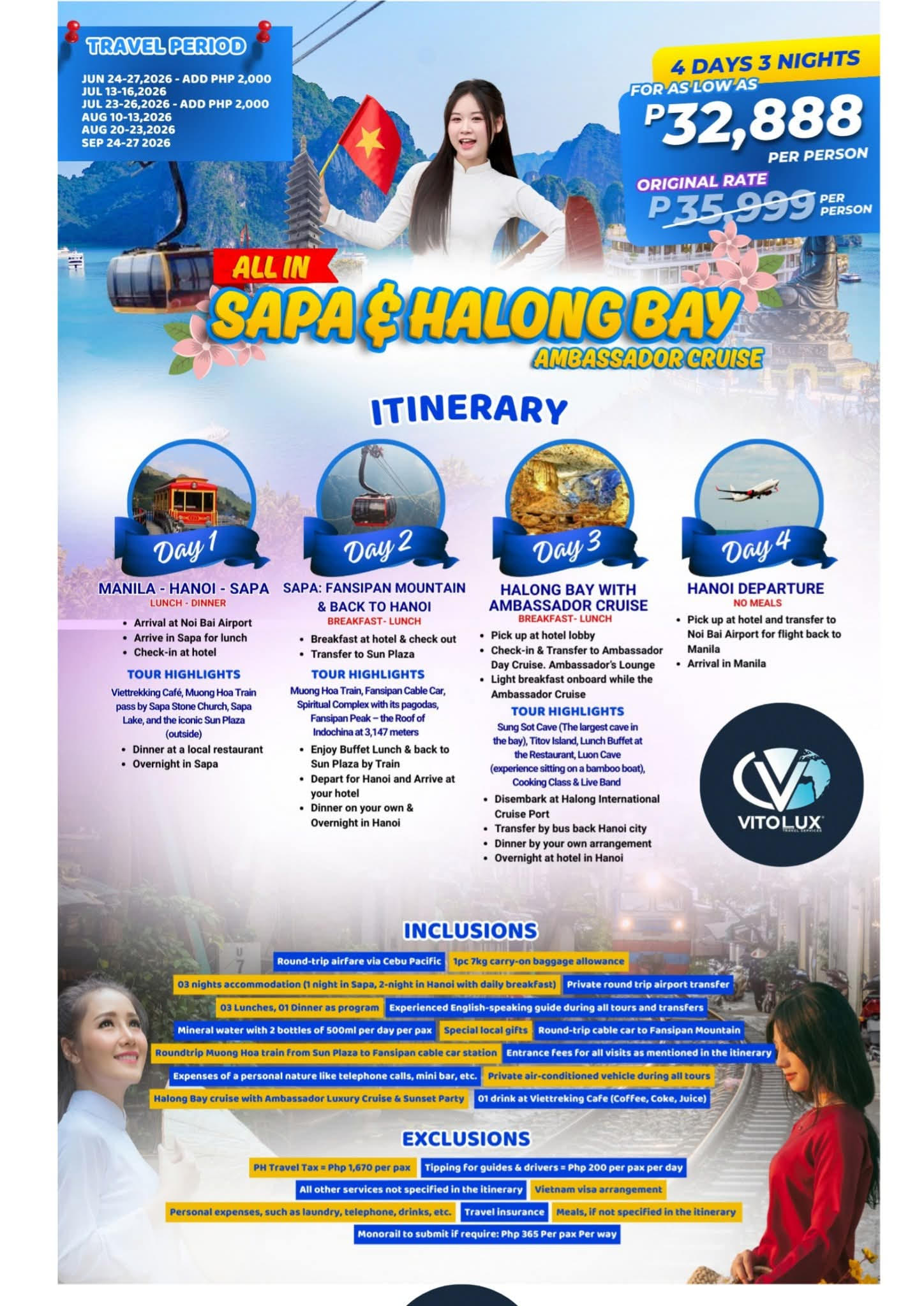 Date idea? Try coffee with clouds pero sa Vietnam 🇻🇳☁️ For as low as ₱𝟑𝟐,𝟖𝟖𝟖, 4 days ka mag-eexplore and imagine this, kape sa ulap sa Viettrekking Café tapos luxury cruise sa Halong Bay’s Ambassador 